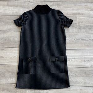 Zara Trafaluc Women's Mock Neck Black/White Pinstripe Mini Dress, size Medium
